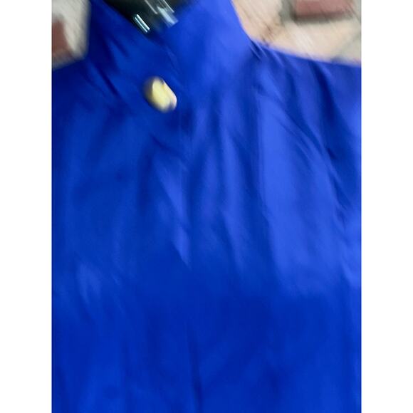 Blouse pleat front blue shoulder pads 1980s - Picture 3 of 9